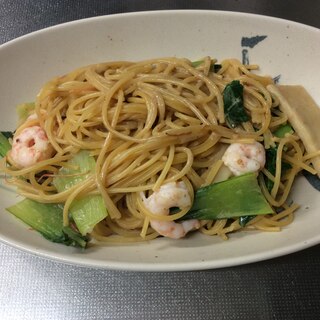 甘エビ殻ダシパスタ